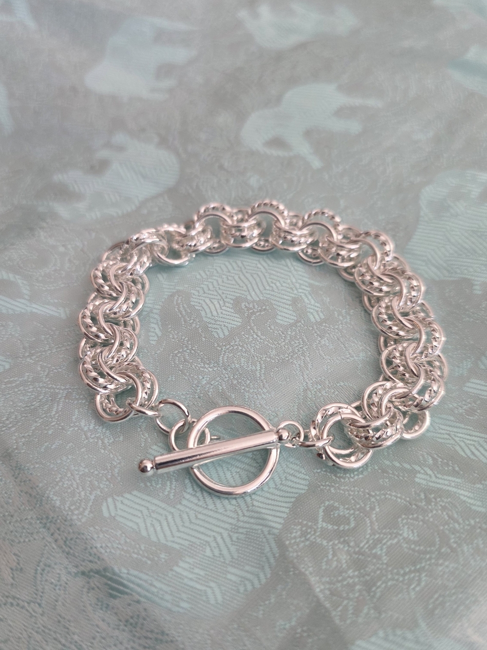 Silver Plated Twisted Rope Link Bracelet - Women's Jewelry 8"